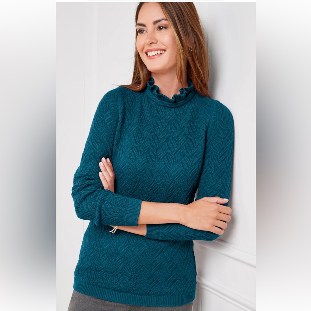 Talbots Ruffle neck Sweater- worn about twice. 99 retail